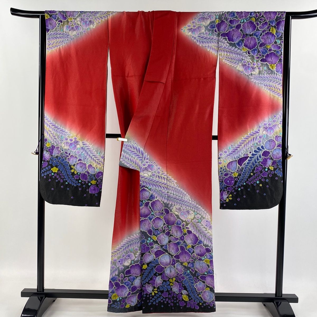 きれいな辻ヶ花振袖　裄丈70cm 振袖 身丈159cm 裄丈67cm M 袷 落款 辻が花 銀通し 赤 正絹 美品