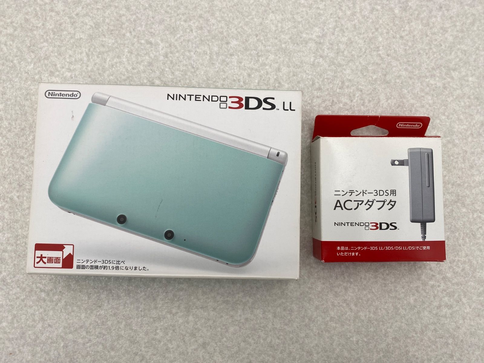 ニンテンドー3DS LL ミントXホワイト アダプター付き