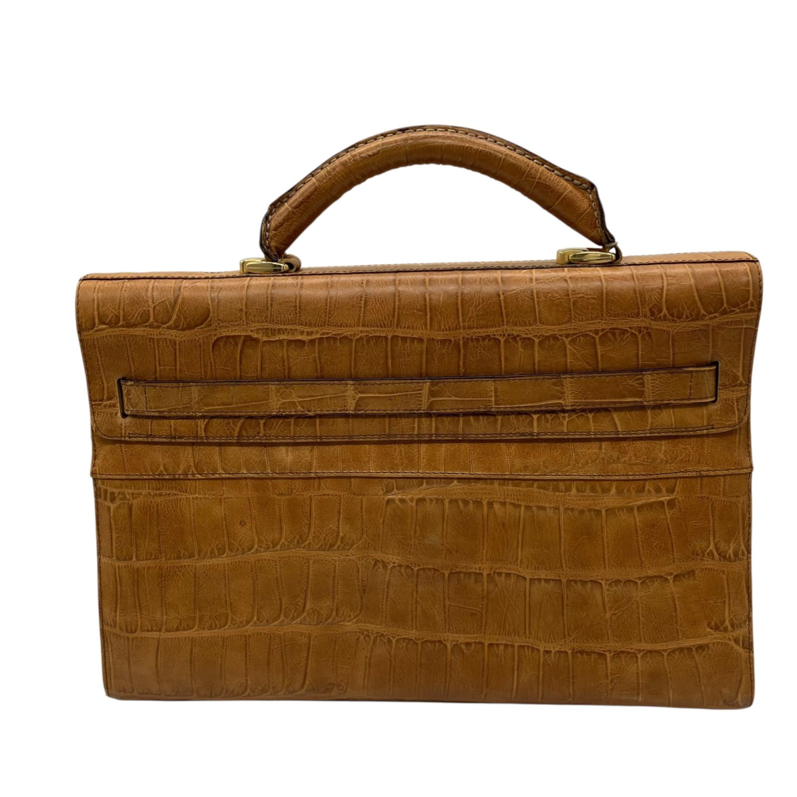 TENTAZIONE due 2way ハンドバッグ クロコ型押し 本革 茶 NOITHATQUANGTHANH_NET