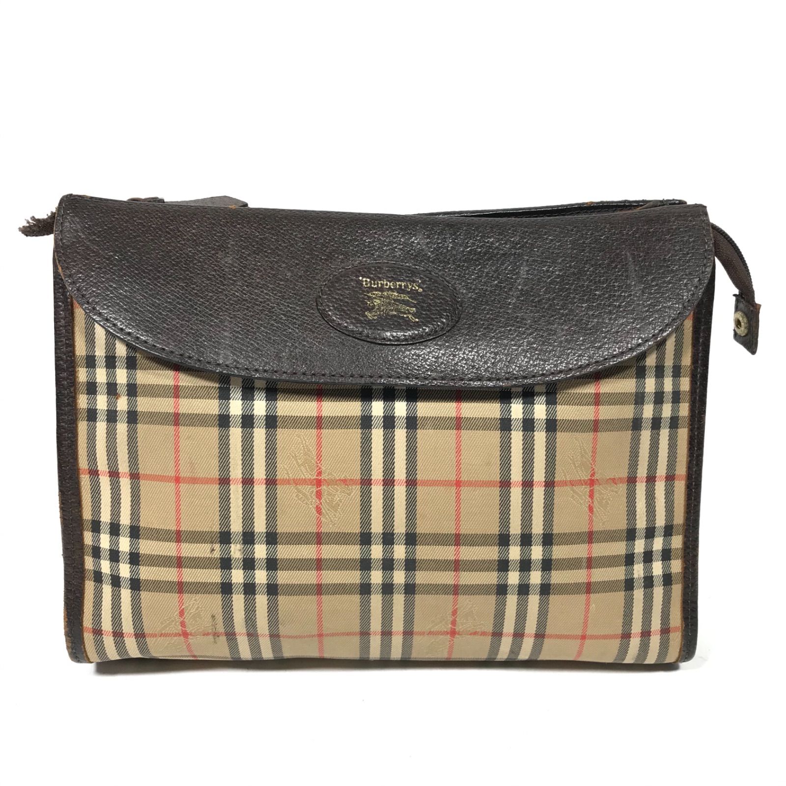 FG0413-28-3 BURBERRY バーバリー クラッチ バッグ 鞄 チェック柄