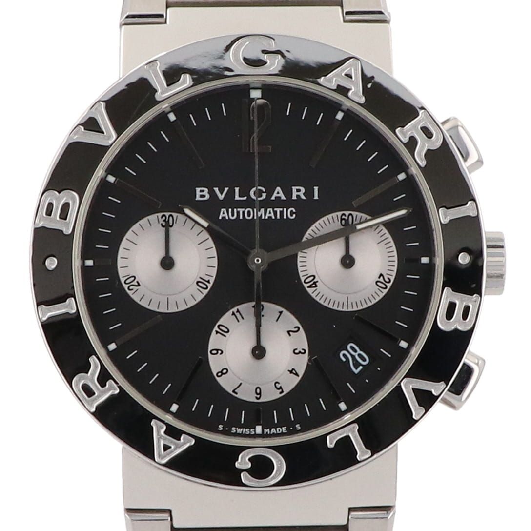 BVLGARI ブルガリ BB33 腕時計 自動巻き SS×革ベルト ブラック - 腕時計(アナログ)