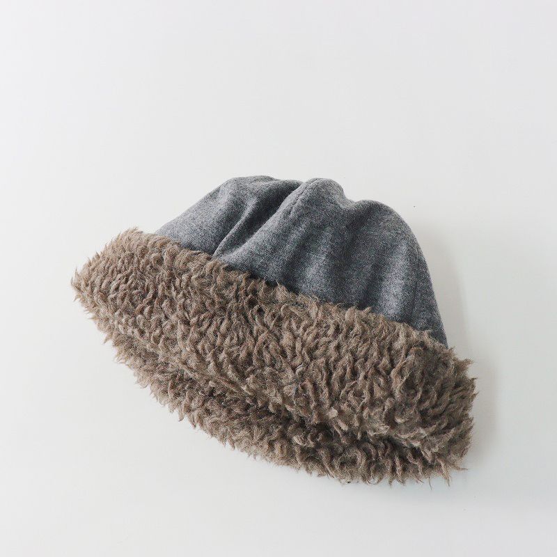 【mature ha. 】マチュアーハ ボアフードキャップhood capグレー mature ha.｜マチュアーハ ｜hood cap organic cotton｜ボアキャ