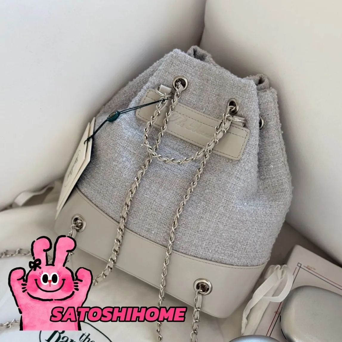 [THE BARNNET] Tweed Drawstring Chain Backpack★関税込★ the Barnnet Tweed Drawstring Chain Backpack