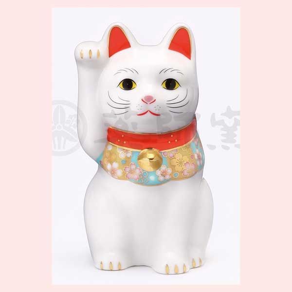 桜づくし 招き猫（白・小） 高さ10.0cm ※陶器,置物,まねき猫