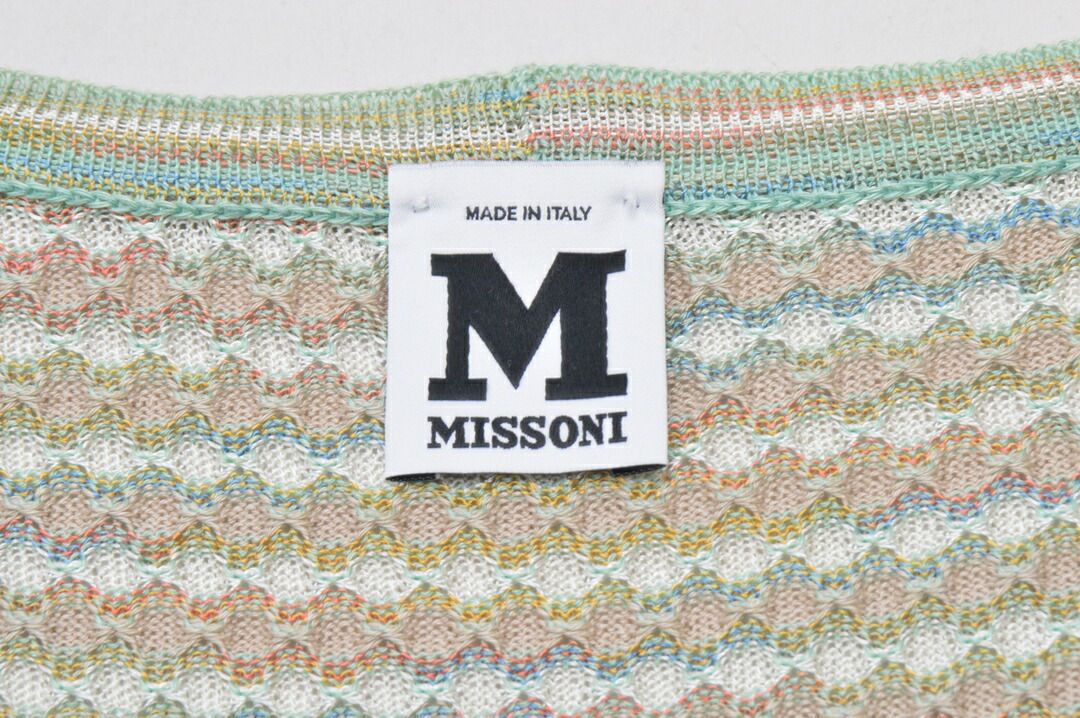 【美品】ミッソーニ（MISSONI）ノースリーブ/46 エム ミッソーニ M MISSONI ノースリーブ 総柄 46サイズ ベージュ