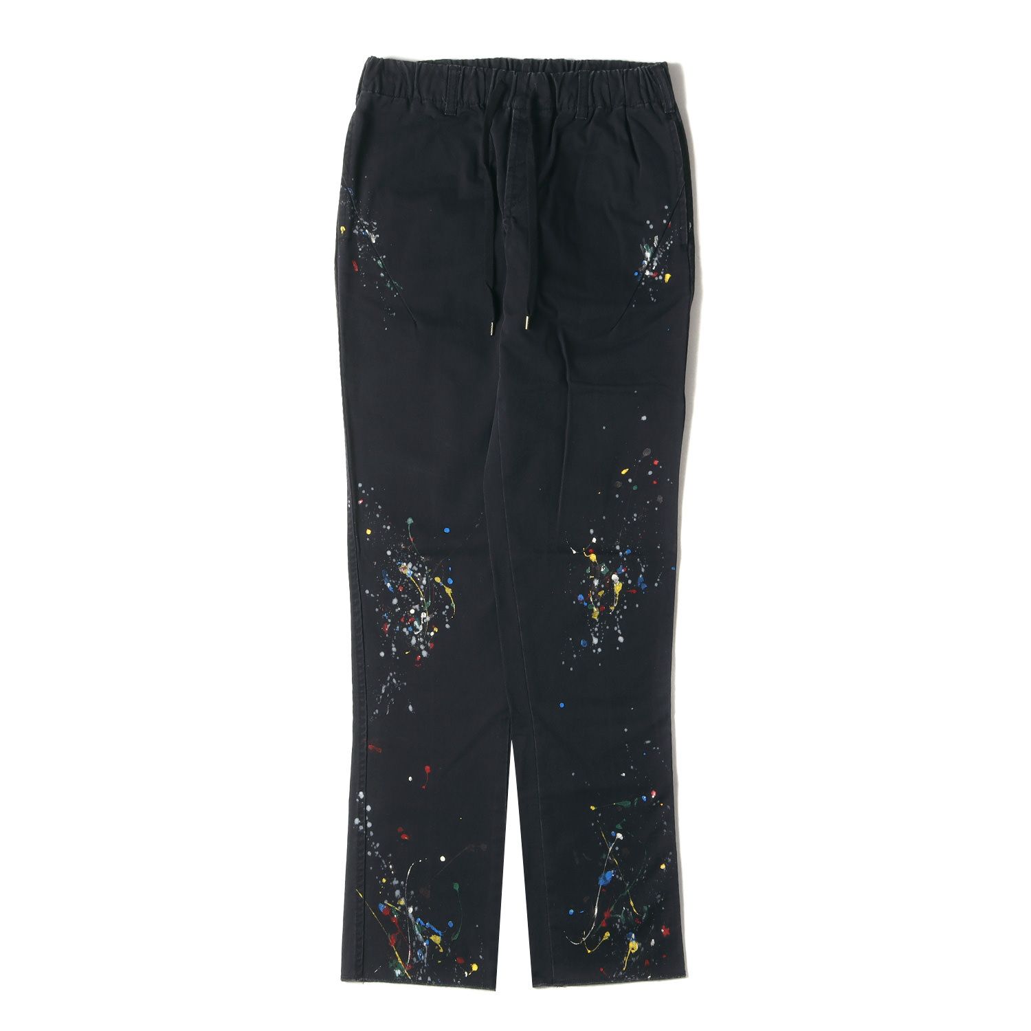 NUMBER (N)INE ナンバーナイン パンツ サイズ:3 08AW ポートランド期 ペンキ加工 ツイル イージーパンツ ブラック 黒 ボトムス ズボン【メンズ】