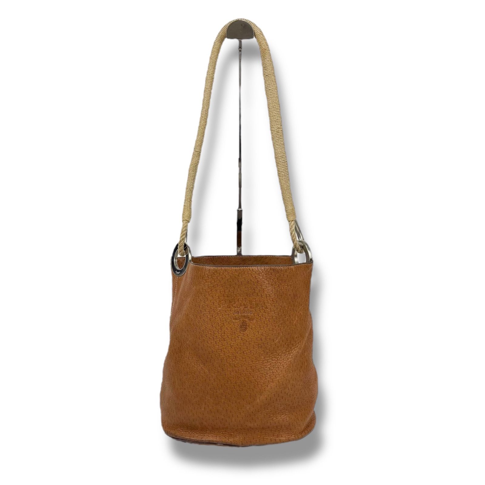 PRADA　プラダ　レザー　ハンドバッグ　茶色　ブラウン　5341 PRADA プラダ ワンショルダーバッグ ハンドバッグ レザー ブラウン