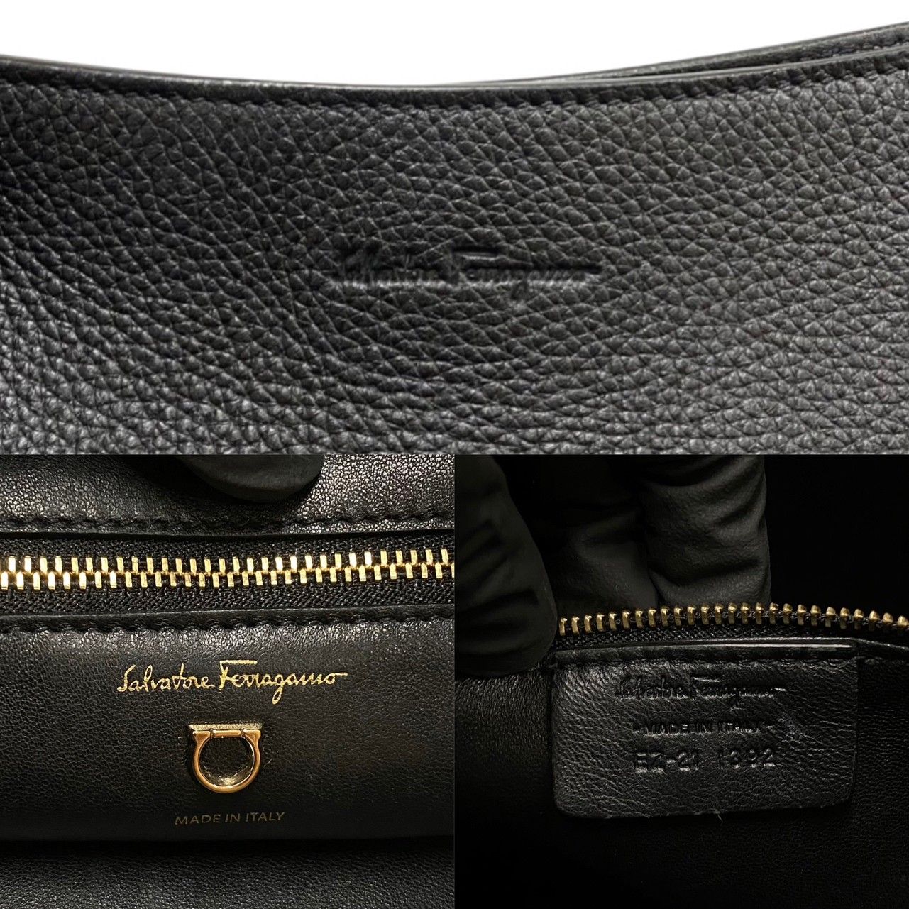 極 美品 希少品 Salvatore Ferragamo サルヴァトーレフェラガモ ガンチーニ 金具 レザー 本革 ハンドバッグ トートバッグ  ブラック 26141