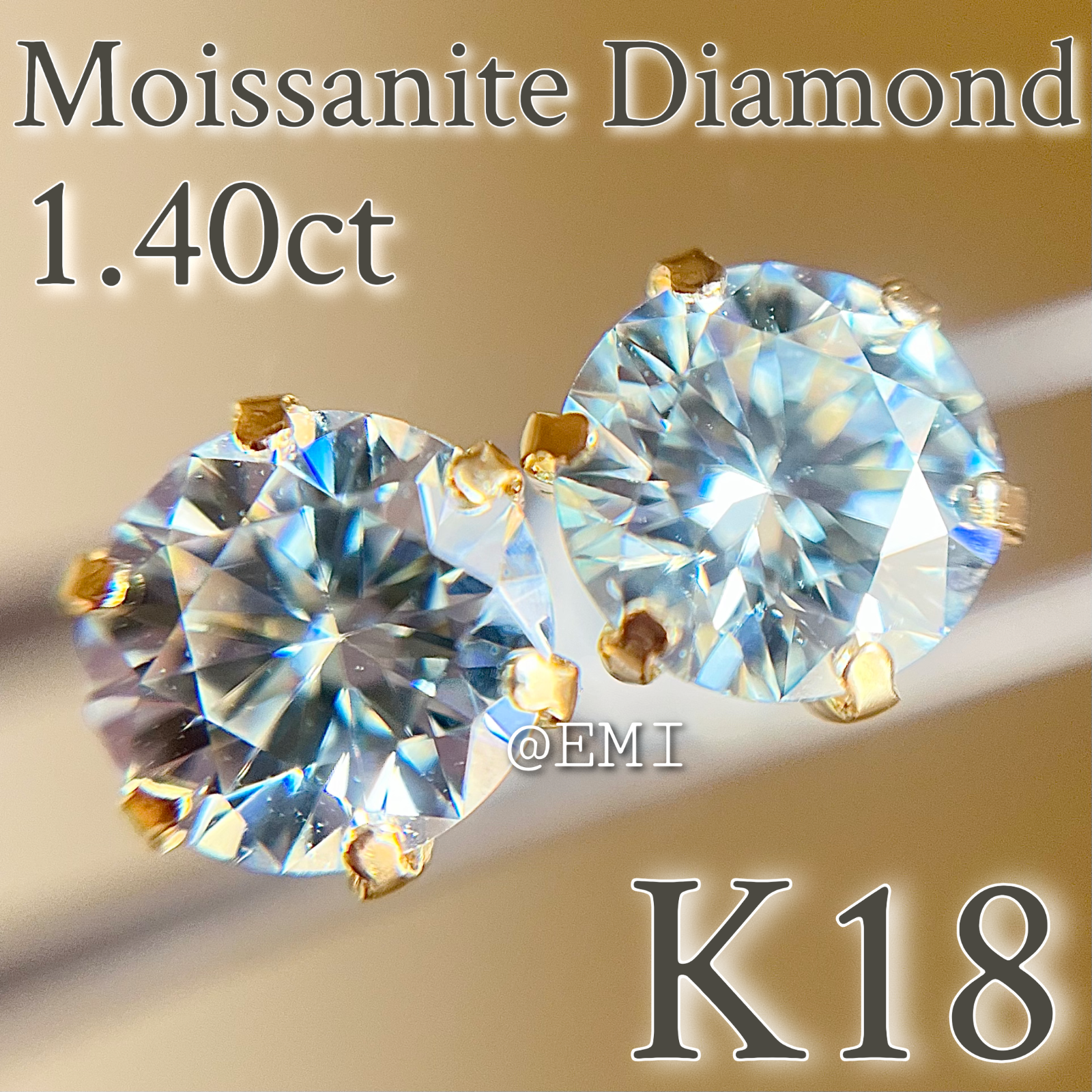 K18YG 大粒♪モアッサナイトダイヤモンド H&C 1.40カラット ピアス2-