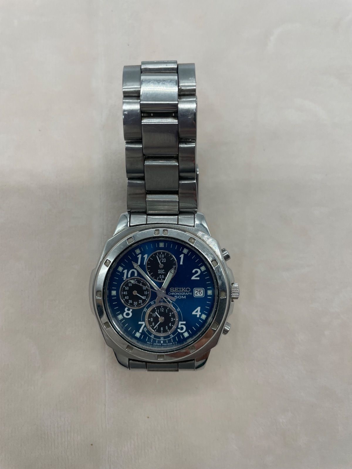 SEIKO セイコー クロノグラフ 7T92-0CA0 ブルー SEIKO セイコー クロノグラフ 7T92-0CA0 ブルー文字盤 - メルカリ