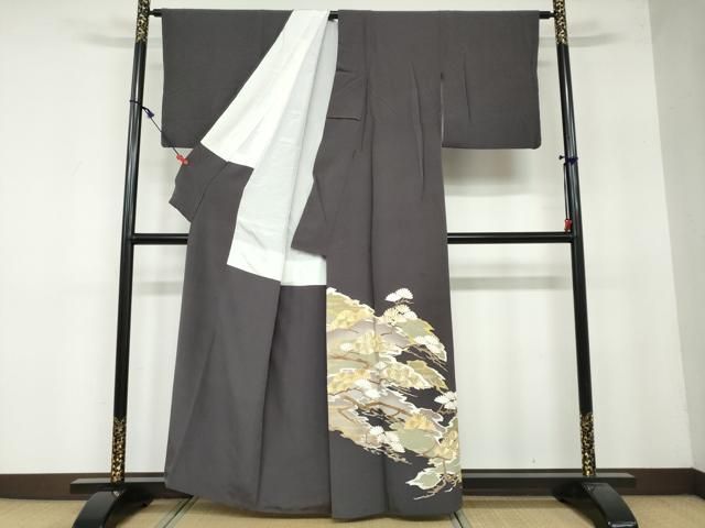 平和屋着物●豪華色留袖 作家物 駒刺繍 雲霞松文 正絹 DAAY5168ud