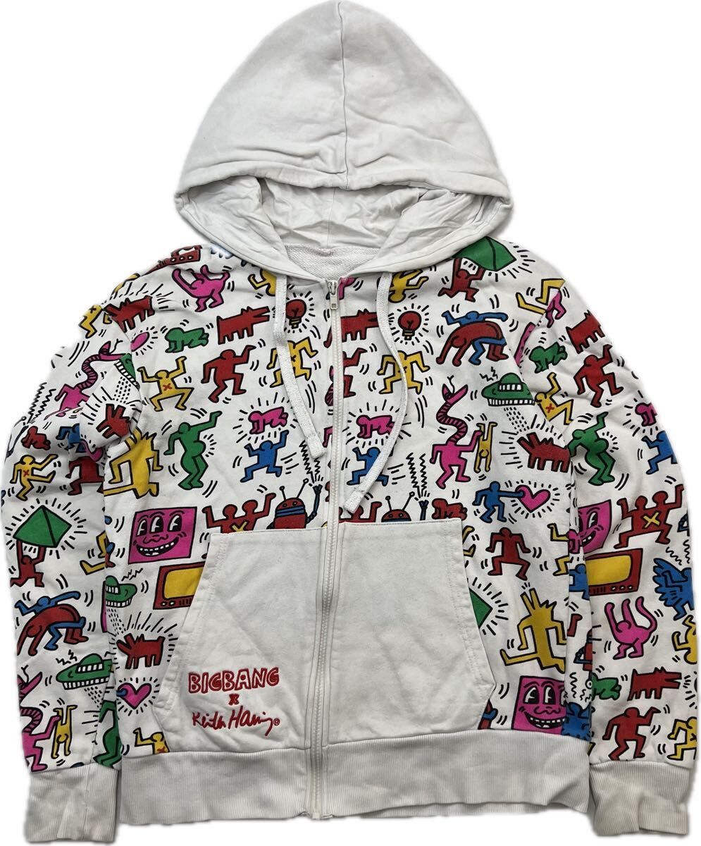 未使用 BIGBANG キースへリングパーカー Mサイズ BIGBANG ☆ ビッグバン キースヘリング コラボ 総柄 デザイン
