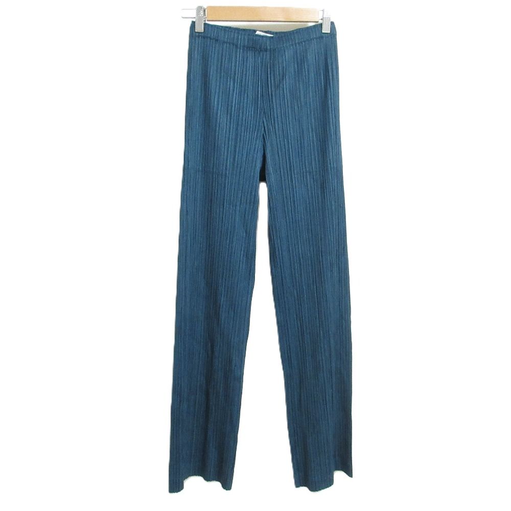 PLEATS PLEASE ISSEY MIYAKE プリーツプリーズ イッセイミヤケ イージーパンツ PP23-JF403 サイズ3 ブルー グリーン レディース 古着
