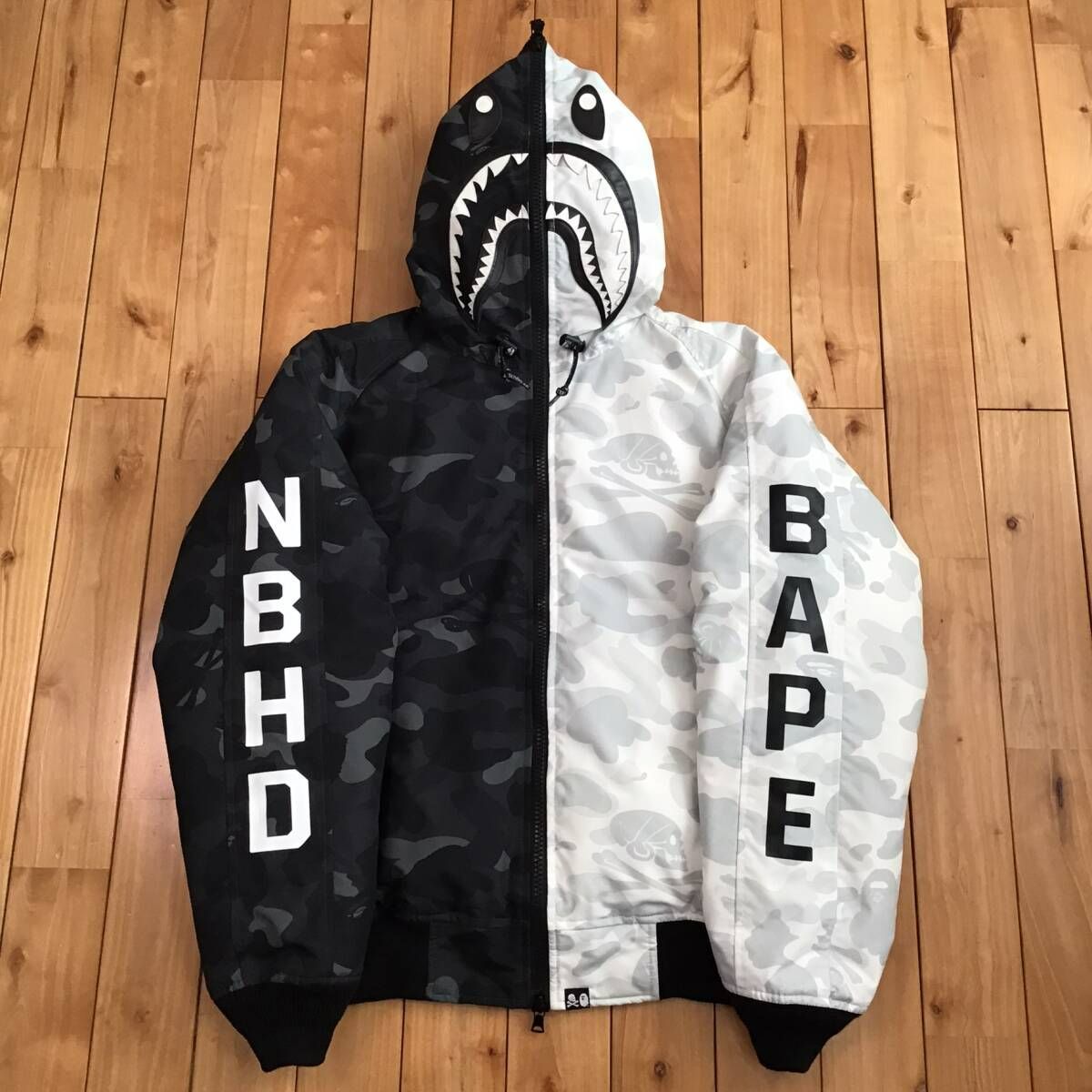 BAPE NEIGHBORHOOD CAMO SHARK HOODIE ダウンジャケット Mサイズ a 