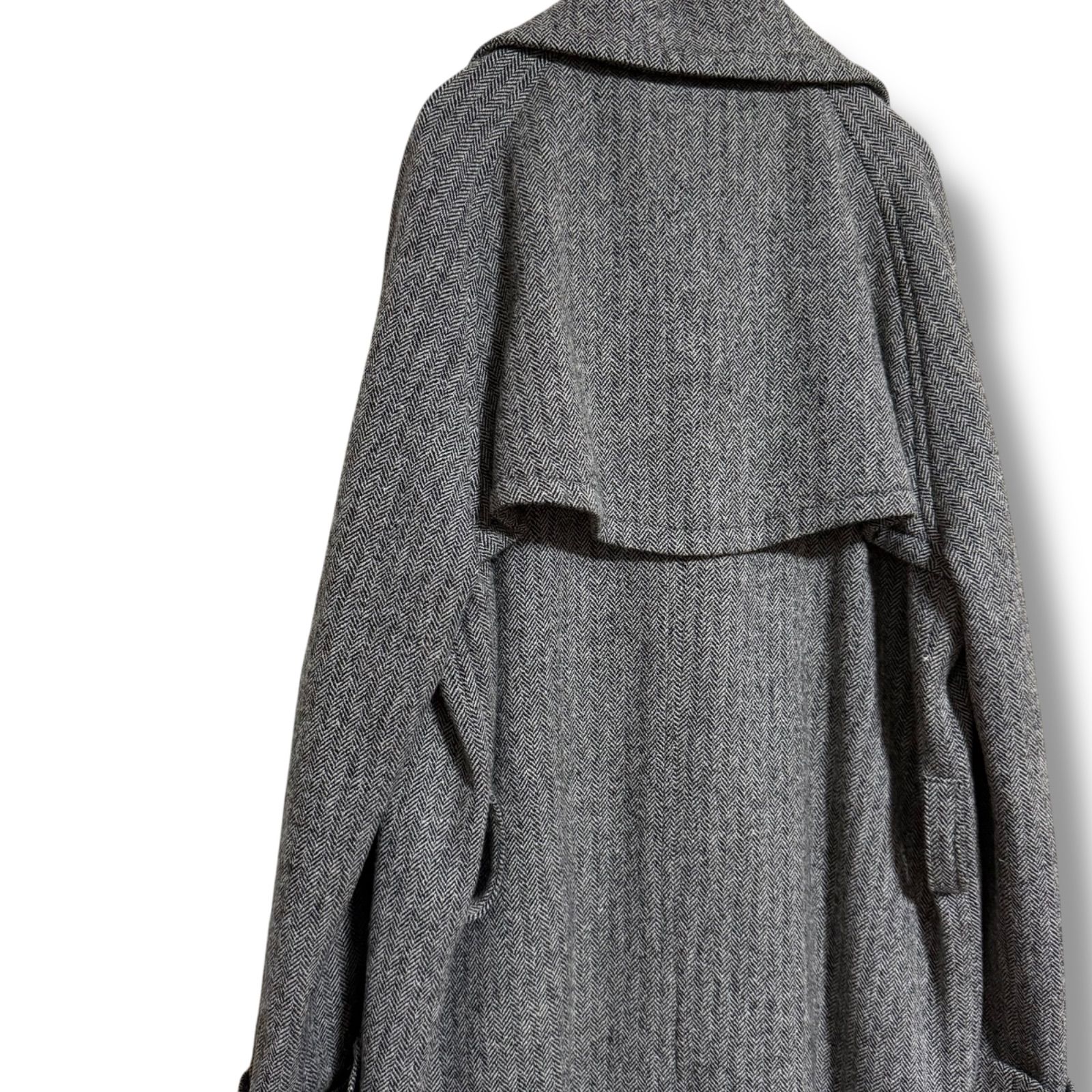 マディソンブルー ウール ヘリンボーン ロングガウンコート ベルト付き