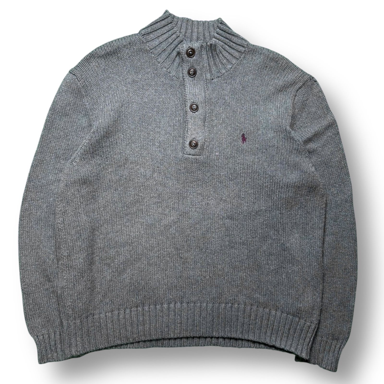 トップス 90s polo by ralph lauren henry neck 90's Polo by Ralph Lauren Henry Neck Cotton Knit Sweater 【XXL