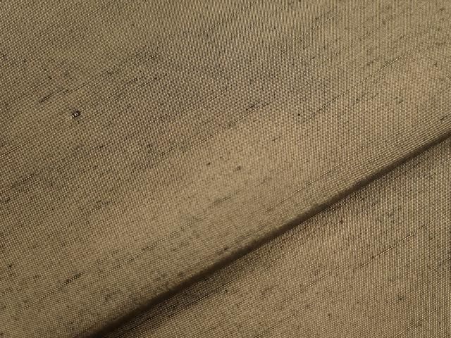 平和屋着物○男性 紬 アンサンブル 色無地 朽葉色 羽裏：風神雷神 正絹