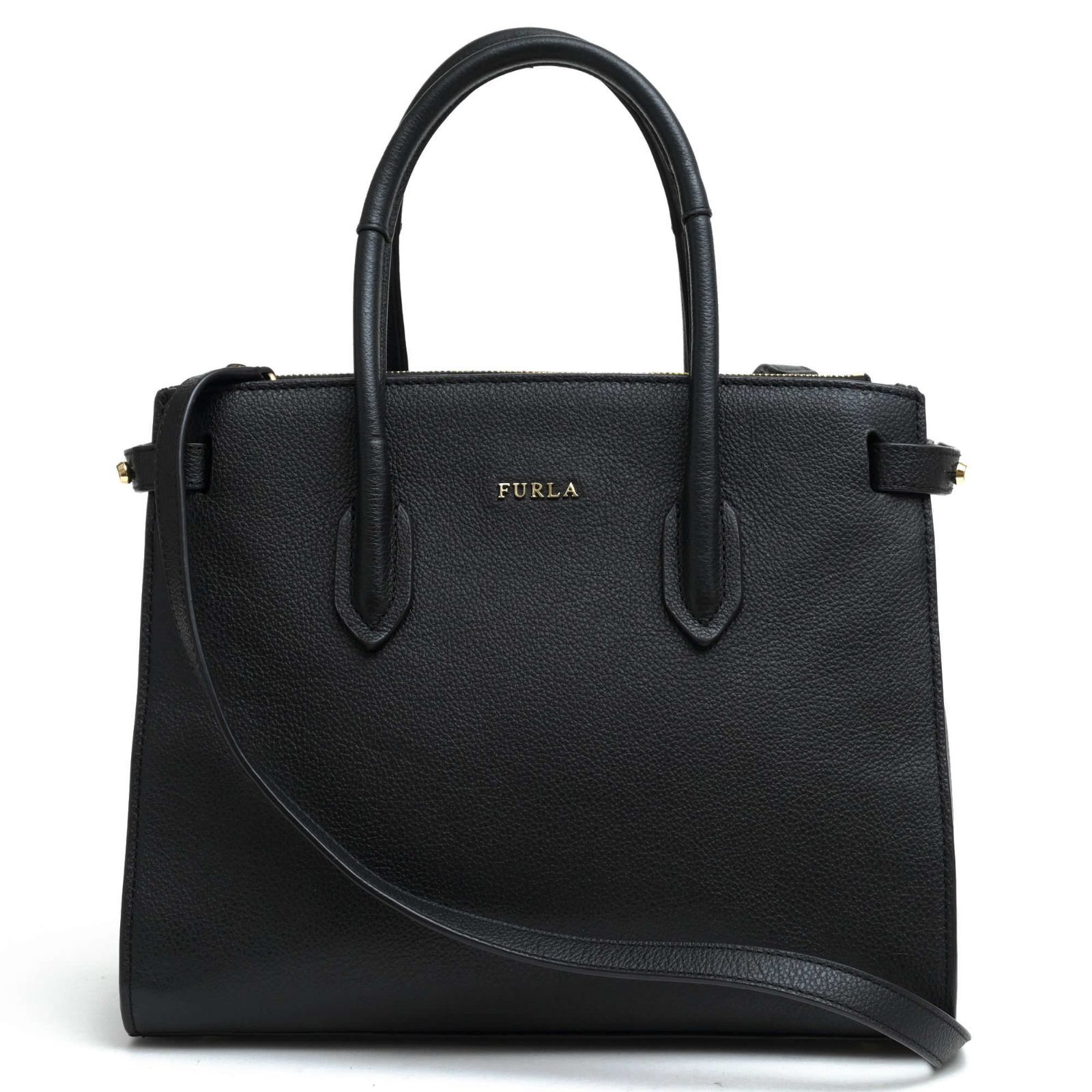 フルラ／FURLA バッグ トートバッグ 鞄 ハンドバッグ レディース 女性 女性用レザー 革 本革 ブラック 黒 PIN M SATCHEL ピン  2WAY ショルダーバッグ シボ革 シュリンクレザー