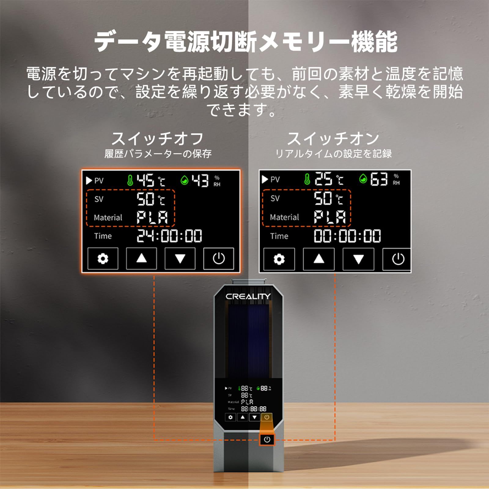 温度調節 フィラメントドライヤーボックスの脱水機