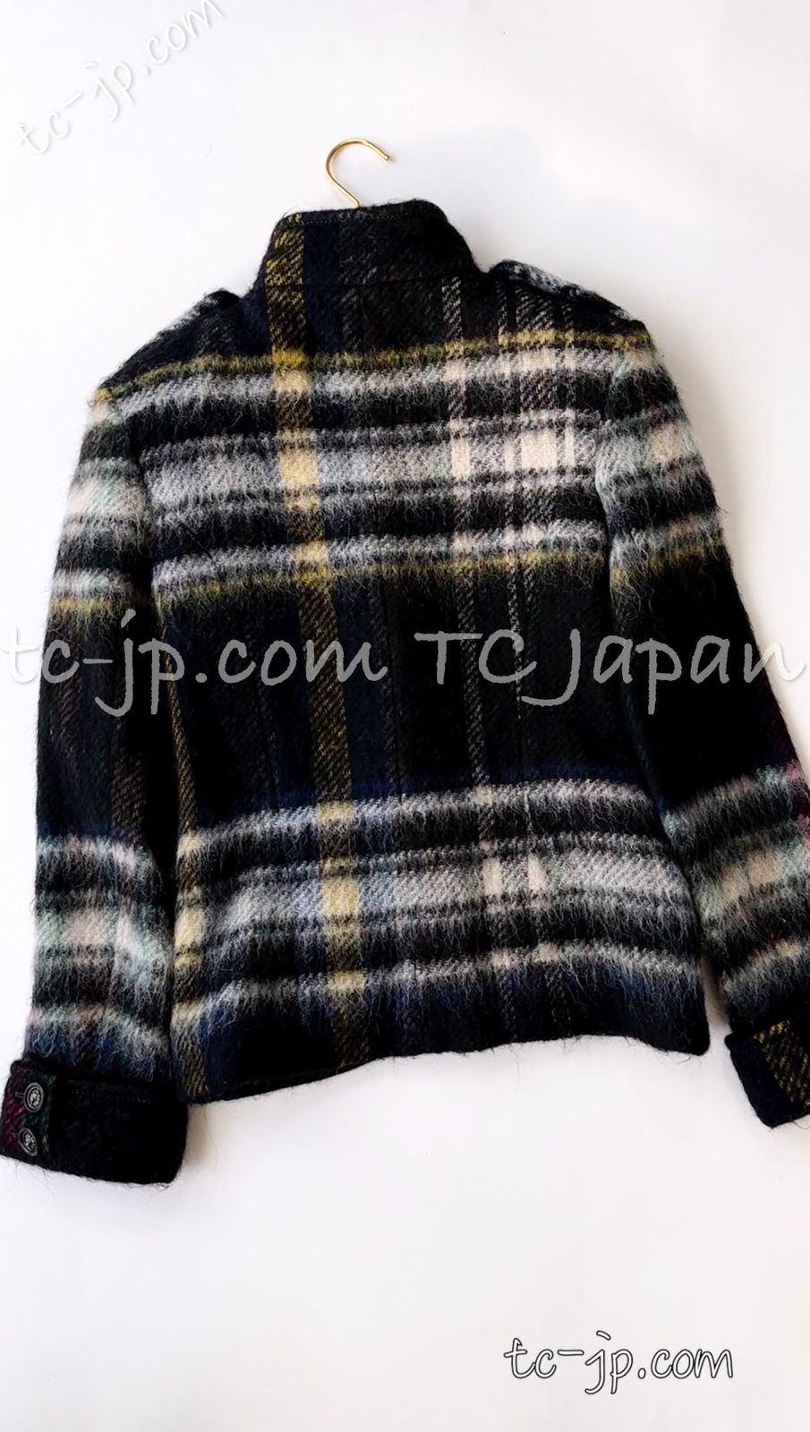 CHANEL - シャネル ジャケット CHANEL グリーン ミックス ウール アルパカ モヘア チェック ふわふわ カール・ラガーフェルド作品 超美品 36 CHANEL - シャネル ジャケット CHANEL グリーン ミックス ウール