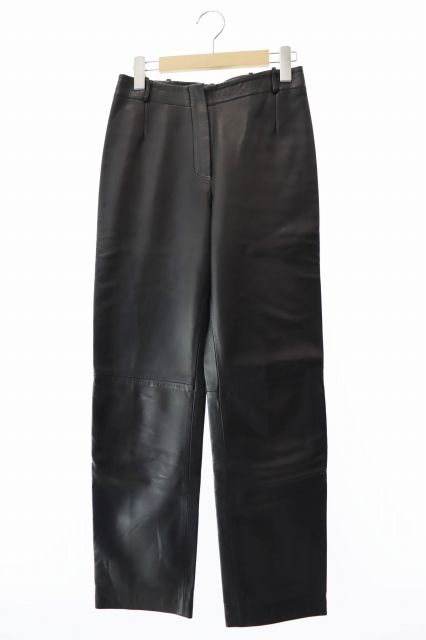 ロエベ LOEWE ヴィンテージ レザー パンツ 38 黒 ブラック ブランド