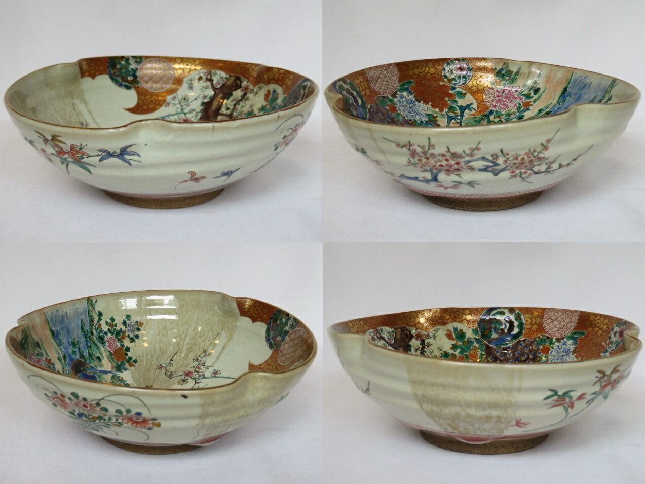 九月◆特売品 明治初期時代 角福印 九谷庄三作 花鳥図 菓子鉢 税込