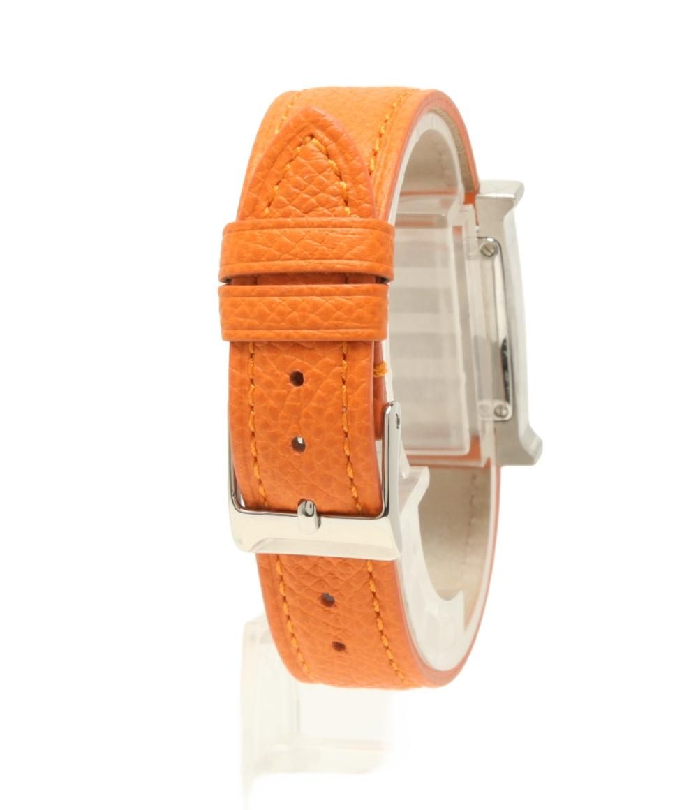 HERMES スクエア型 クォーツ時計 オレンジ
