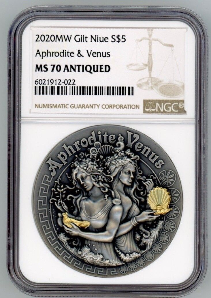 APHRODITE AND VEN GODDESSES SERIES 2020 NIUE 2oz SILVER COIN $5 NGC MS70