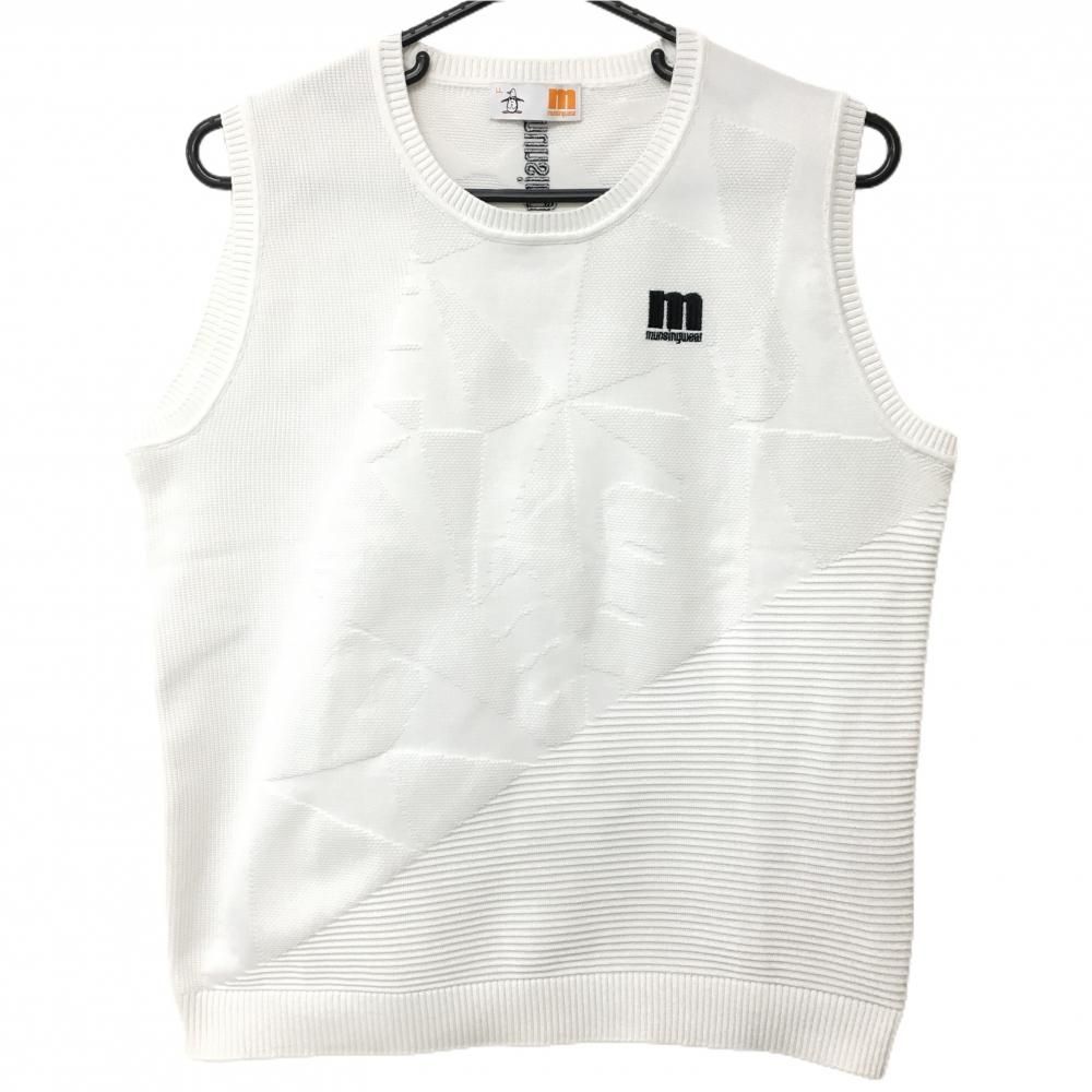 新品 マンシングウェアゴルフ クルーネックベスト/レディス/L/ホワイト 新品 マンシングウェアゴルフ クルーネックベスト/レディス/L/ホワイト