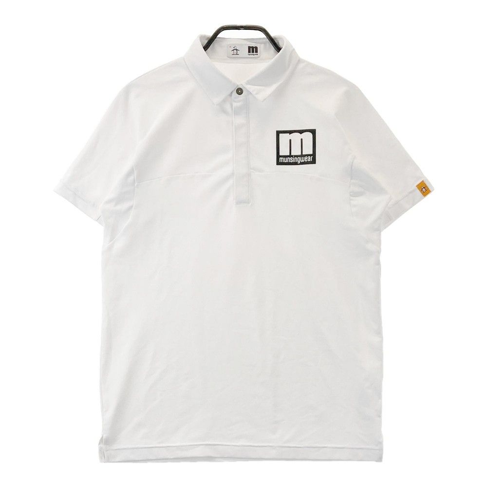 サイズ：M MUNSING WEAR マンシングウェア  ハーフジップ 半袖ポロシャツ 総柄 ブルー系 [240101460770] ゴルフウェア メンズ ストスト MUNSING WEAR マンシングウェア ハーフジップ 半袖ポロシャツ 総