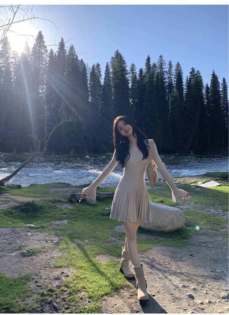  大人 ミニニットワンピース 春お出かけデートに最適高見えデザイン ワンピース ベビー服(~95cm)