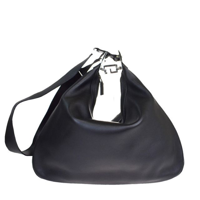 【中古】 グッチ(Gucci) ホーボー ユニセックス レザー ショルダーバッグ ブラック 05PA586