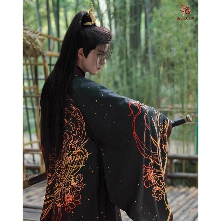 新品、未使用 特価 メンズ 漢服3点セット 中国古代服装 交差襟 振袖