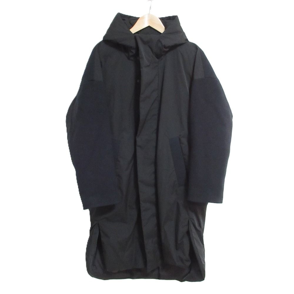 ENFOLD エンフォルド PEツイル WOOL ダブルジップ フーディ ダウンコート 36 ブラック レディース 古着
