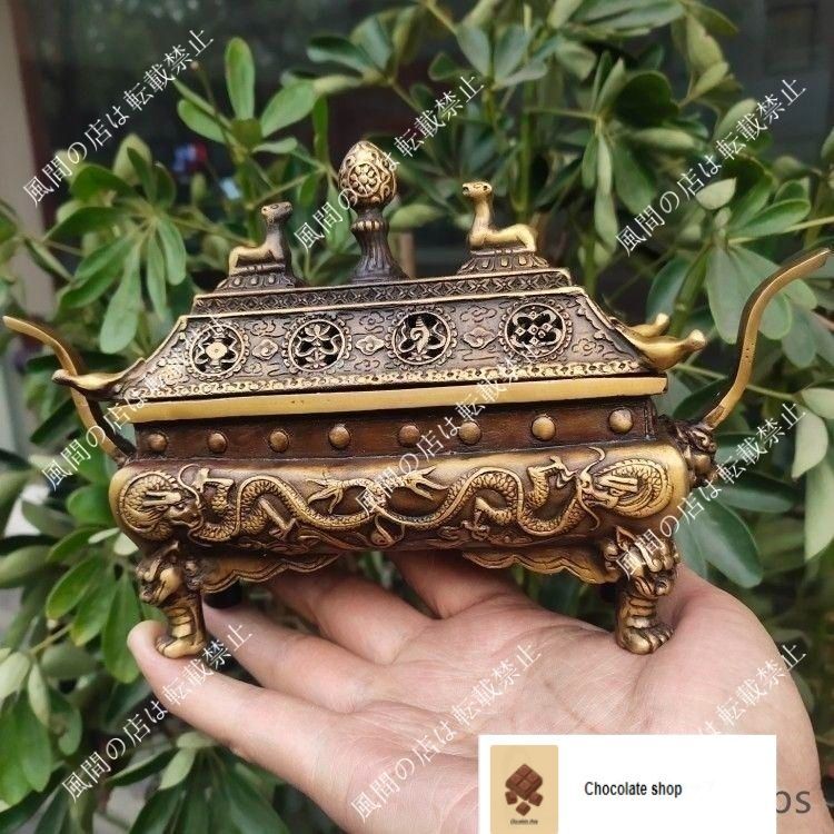 ♥ 銅 細工 双羊争輝香炉 蔵炉 香道具装飾品 工芸品 置物 ml330cp65