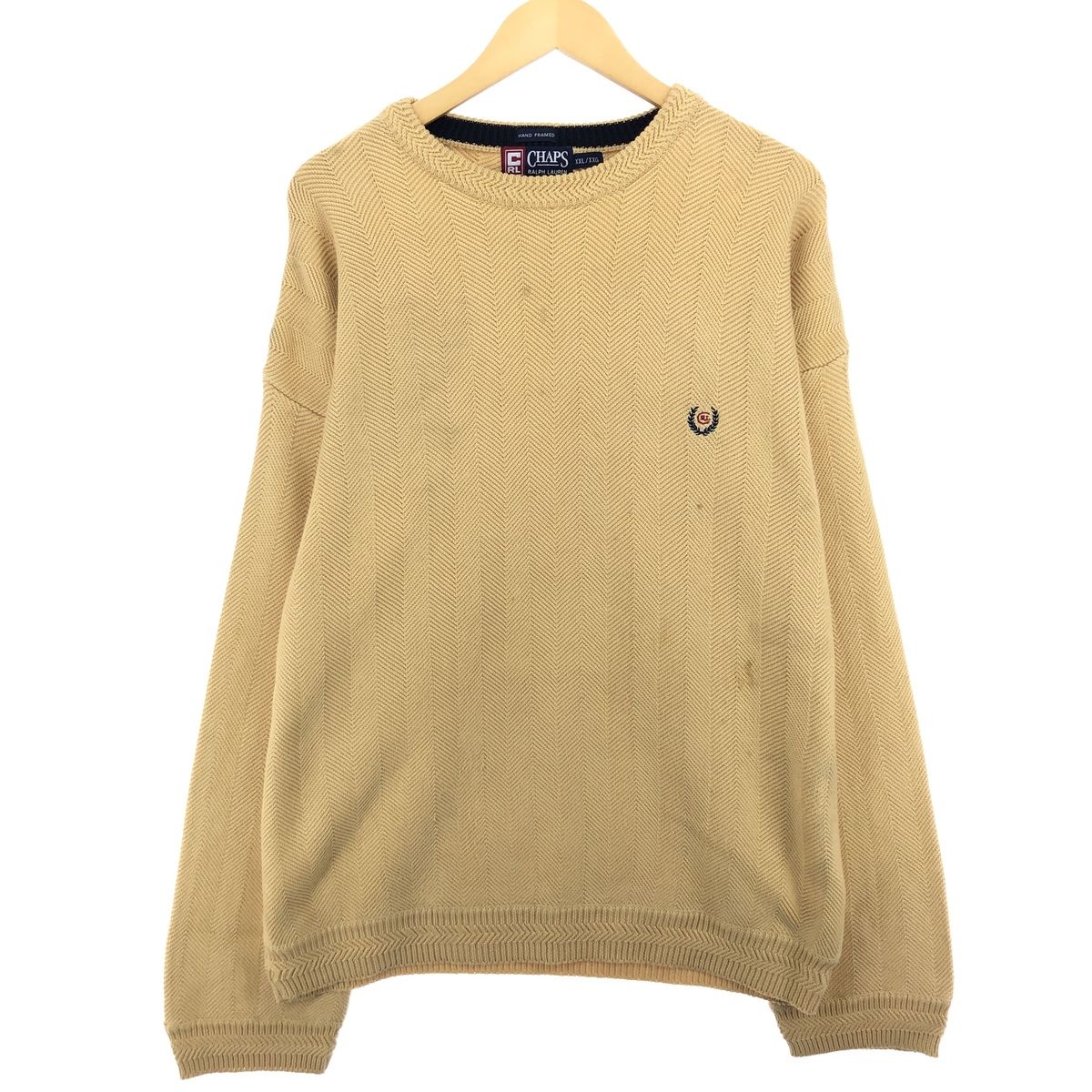 古着 90年代 ラルフローレン Ralph Lauren CHAPS チャップス ヘリンボーン コットンニットセーター メンズXXL相当 ヴィンテージ/eaa467900