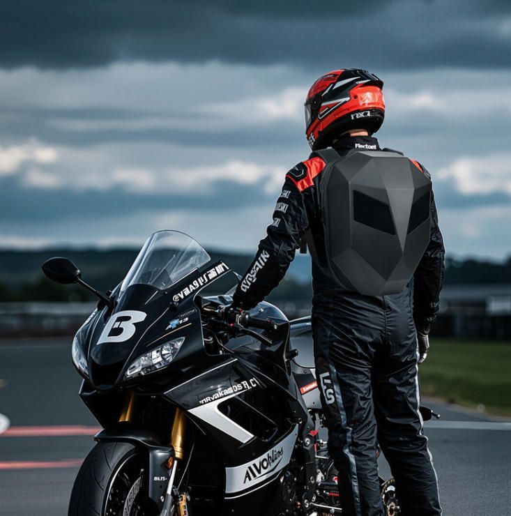 アイアンマンのバックパックかっこいいバイクのライディングバックパック光るLEDバイクのヘルメットハードケース防水スポーツバックパック