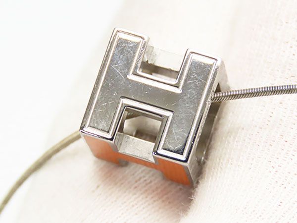 エルメス HERMES ネックレス カージュドアッシュ Hキューブ オレンジ
