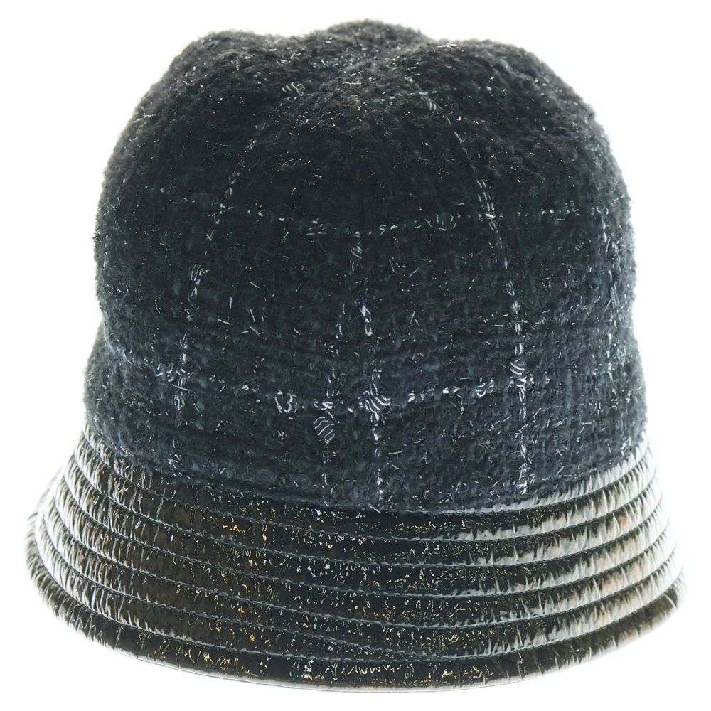 CHANEL シャネル ココマーク パテント切替ツイードバスケットハット 帽子 ブラック レディース