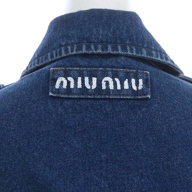 ミュウミュウ miumiu バックロゴ クロップ デニムジャケット 