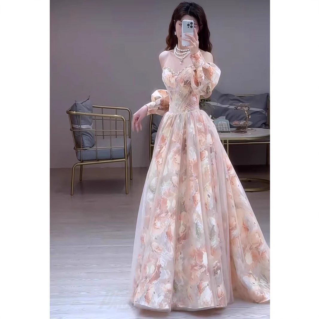 送料無料 レディース 花柄 ロングドレス ノースリーブ 感 結婚式 敬酒 成人式 パーティーWPまとめ買い割引103