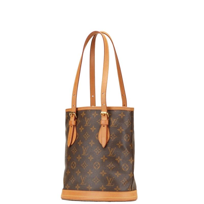ルイ ヴィトン モノグラム プチ バケットPM トートバッグ ワンショルダーバッグ M42238 ブラウン PVC レザー レディース LOUIS VUITTON 1-0213209