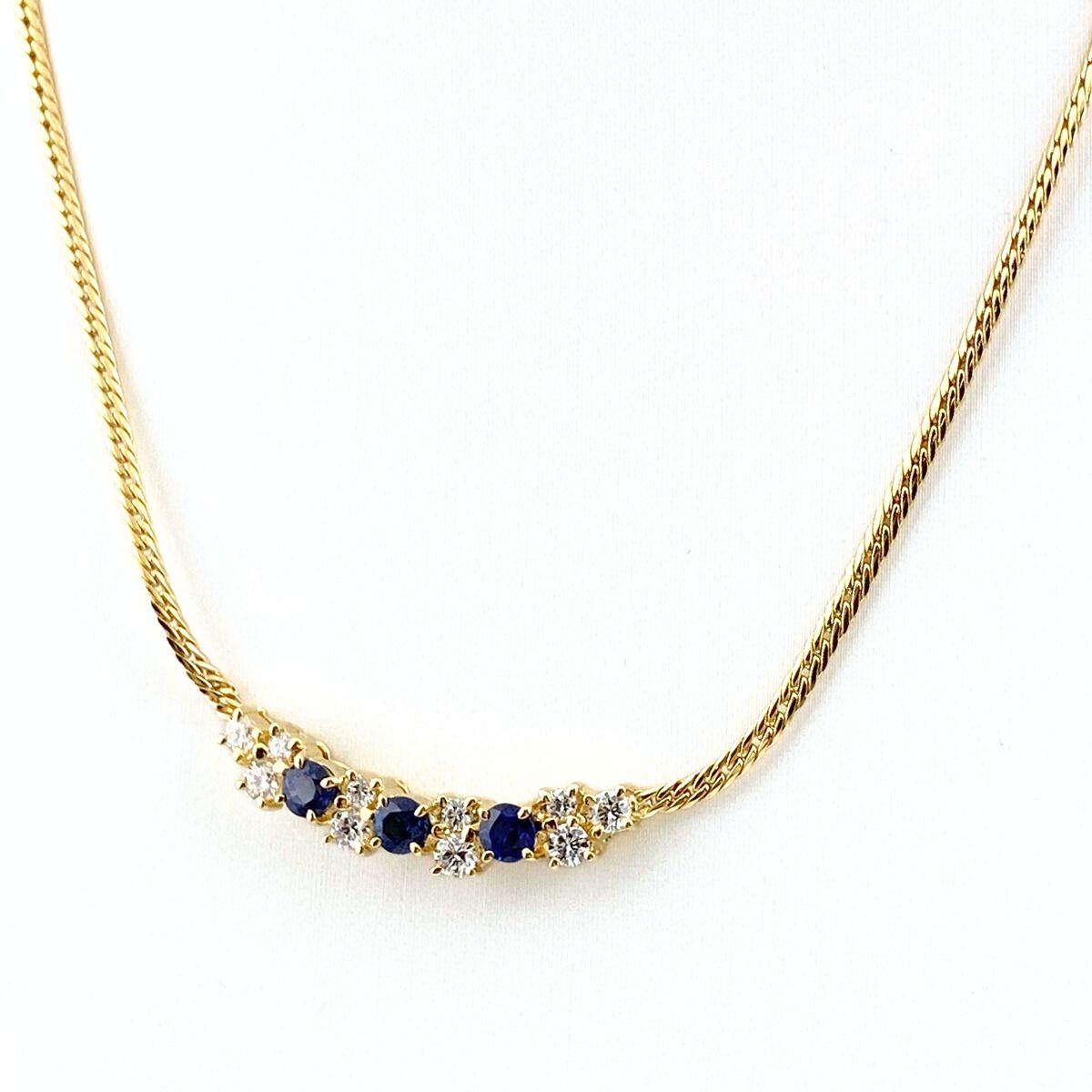 ミキモト MIKIMOTO サファイア デザインネックレス YG イエロー 