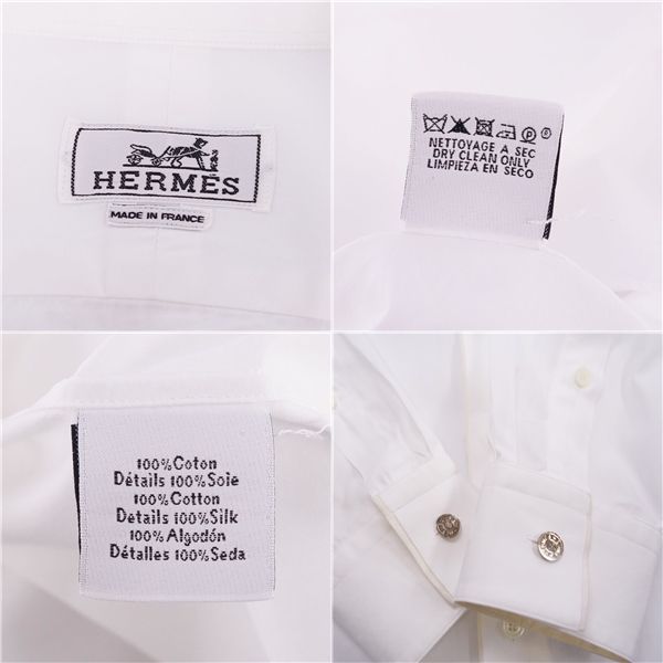 美品 エルメス HERMES シャツ セリエボタン ロングスリーブ 長袖
