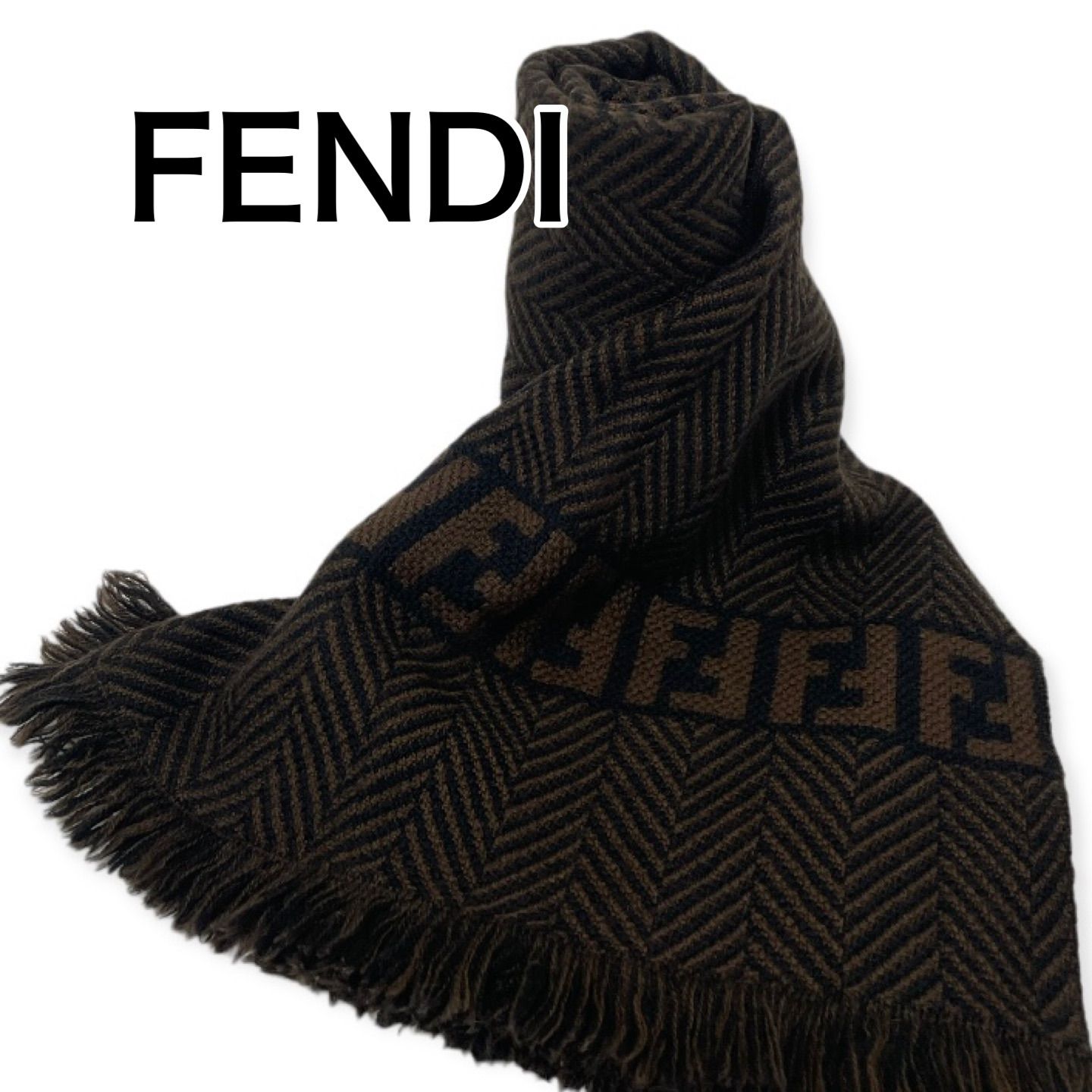 【イタリア製】FENDI マフラー ズッカ ウール FENDI - FENDI フェンディ イタリア製 ズッカ ウール ナイロン