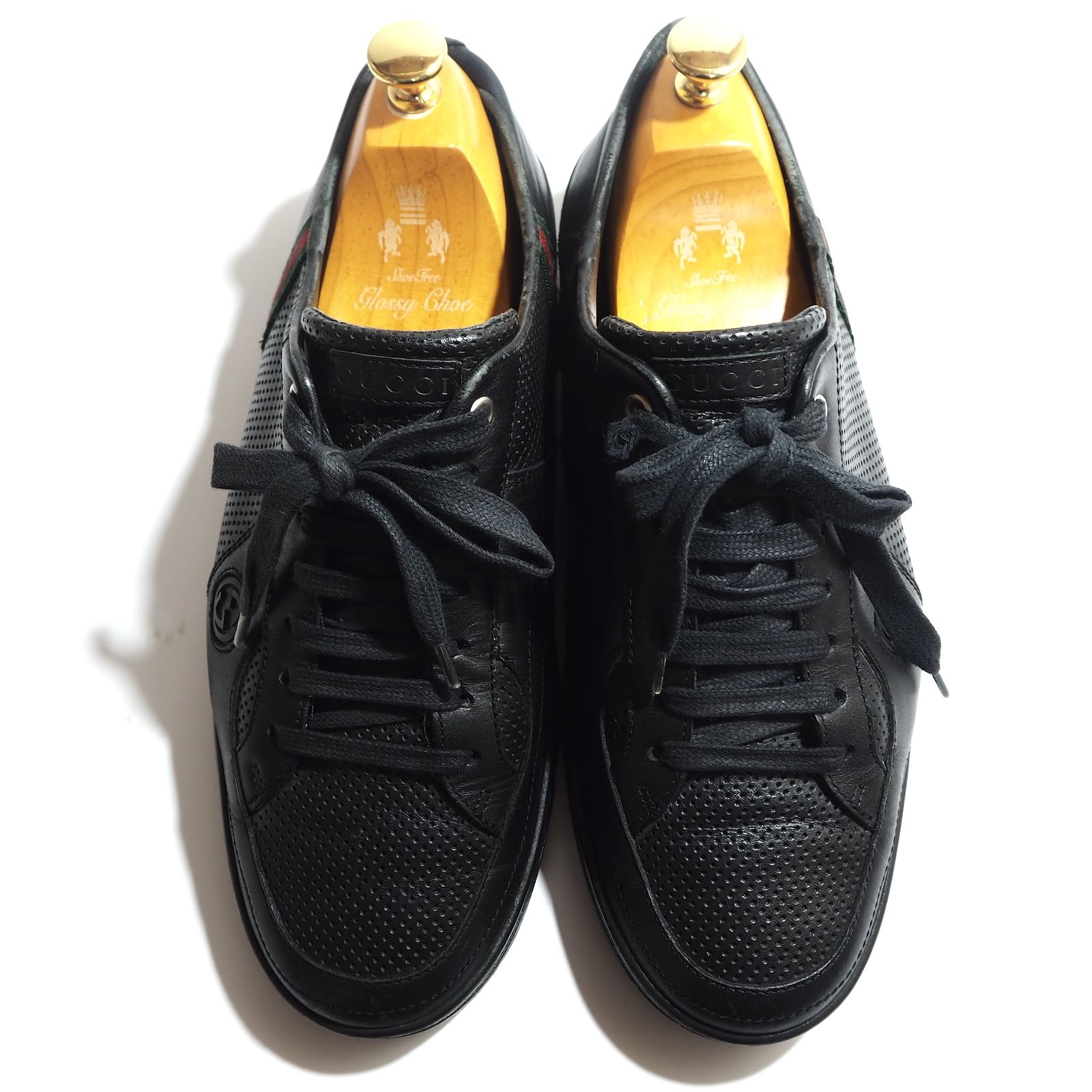 グッチ GUCCI シェリーライン レザー ローカット スニーカー 7.5 26.5