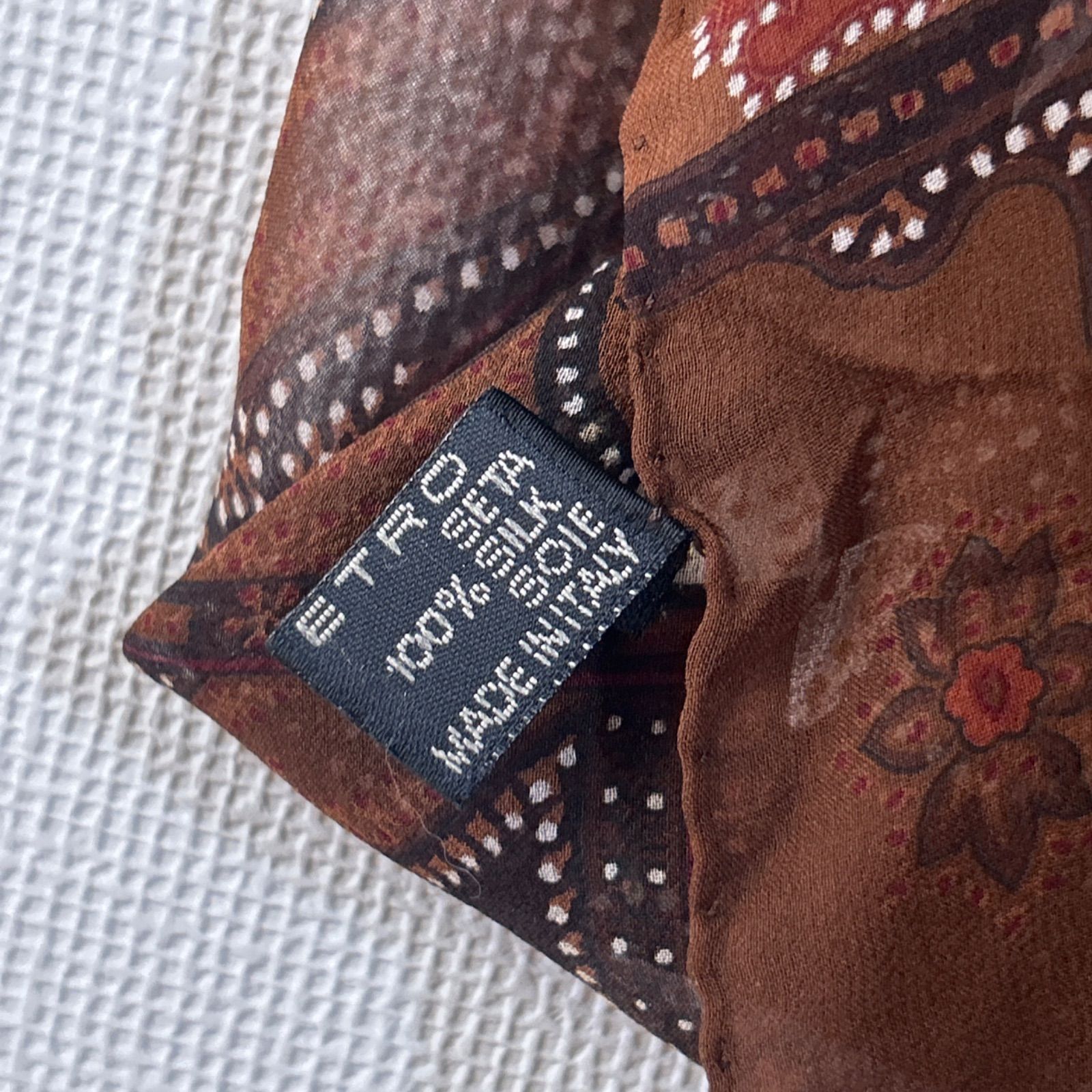 エトロ ETRO 大判ストール シルク ペイズリー ブラウン 130×130cm