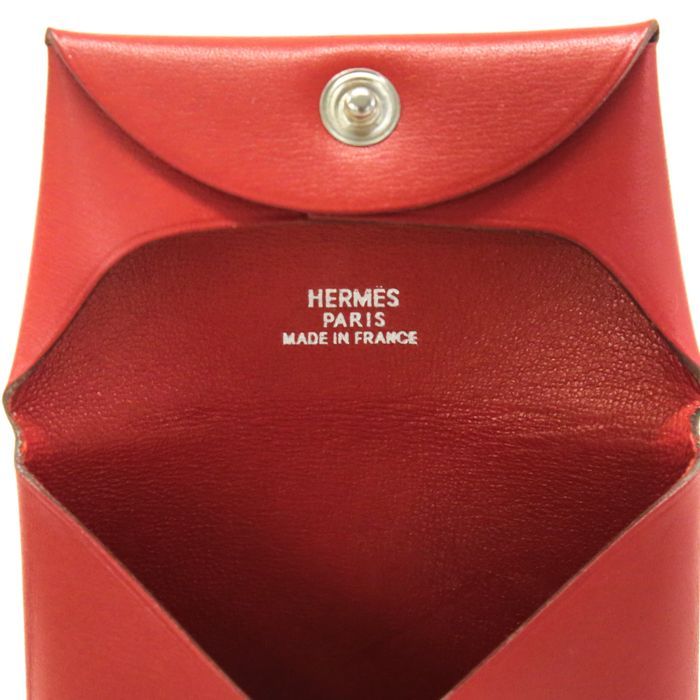 HERMES エルメス バスティア レッド コインケース 小銭入れ カーフ 極