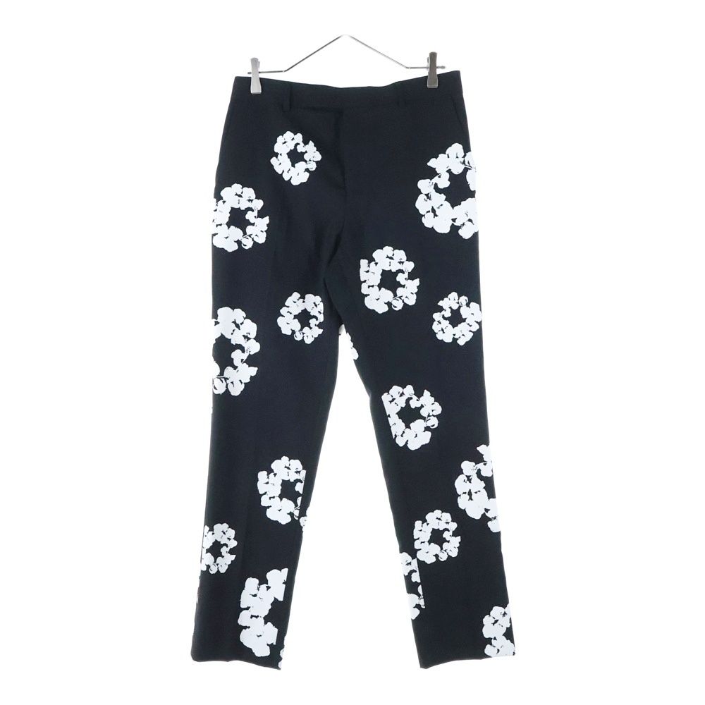 SAINT MICHAEL セントマイケル 24AW ×DENIM TEARS DT_SLACKS|CT WRTH デニムティアーズ フラワー スラックスパンツ ブラック SM-YS1-0000-C49