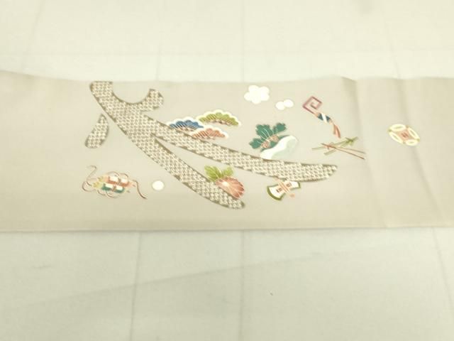 平和屋着物●九寸名古屋帯　作家物　紬地　抽象鹿の子文様　正絹　逸品　DAAX5813cm 平和屋着物○塩瀬 九寸名古屋帯 作家物 宝尽くし鹿の子花文 金糸 正絹